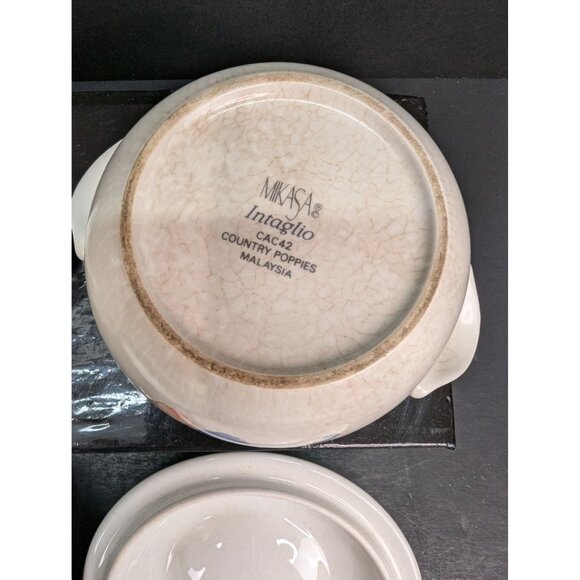 Mikasa Intaglio Country Poppies CAC29 Round 4 1/2" Casserole Dish w/Lid Set of 2 - Picture 11 of 12